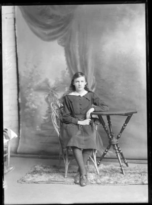 Studio portrait of an unidentified girl, possibly Christchurch