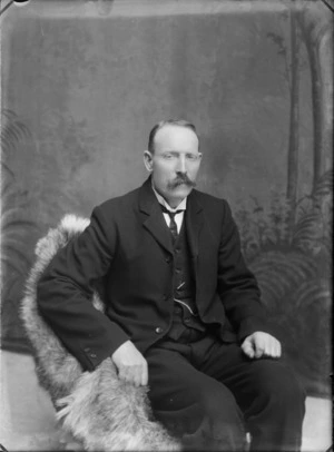 Studio portrait of an unidentified man with a moustache, possibly Christchurch