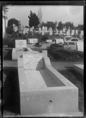 Gravestone of Lucy Cartwright with other gravestones in the background, Havelock North Cemetery