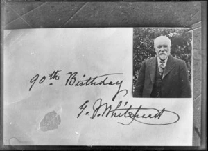 G J Whitehead 90th birthday photo with signature