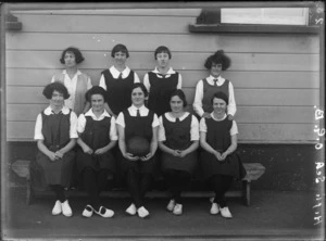 Hastings High School, girl's basketball team in school uniforms, Hastings, Hawke's Bay District