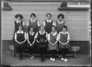 Hastings High School, girl's basketball team in school uniforms, Hastings, Hawke's Bay District