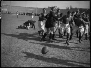 Break out from scrum at NZEF v Rest of Egypt game at Alexandria, Egypt