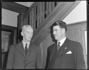SPATC, George Bolt, Chief Engineer, Tasman Empire Airways, left, and VC Cutler, Australian High Commissioner in New Zealand
