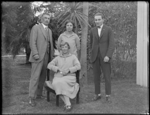 Henry Norford Whitead and family in garden, Hawke's Bay District
