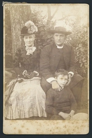 Unidentified clergyman and his childen - Photographed by Mrs Williams