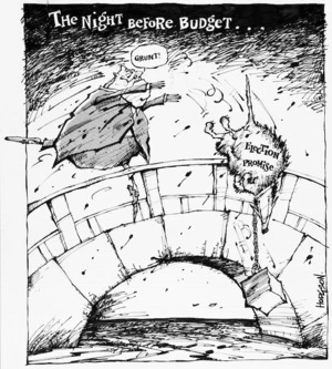 Hodgson, Trace :The night before budget. [Undated].