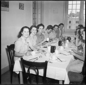 Tuis at tea in the NZ Club, Cairo, World War II