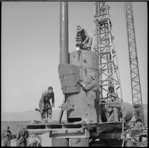 NZ Engineers with boiler for pile driver at Aqaba - Photograph taken by M D Elias
