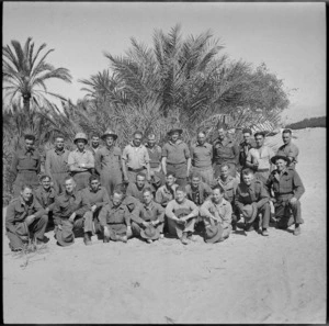 Group portrait of 21 NZ Mechanical Equipment Company at Aqaba - Photograph taken by M D Elias
