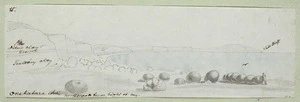 [Mantell, Walter Baldock Durrant] 1820-1895 :Onekakara, looking north from bight of bay. [1848].