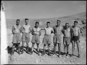 Lineup of boxing champions, Syria - Photograph taken by H Paton