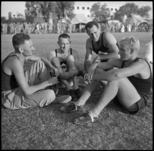 Group of competitors at sports meeting, Cairo, World War II