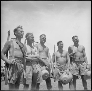 Party of NZers ready for a day's trout fishing on Syrian Turkish border, World War II - Photograph taken by M D Elias