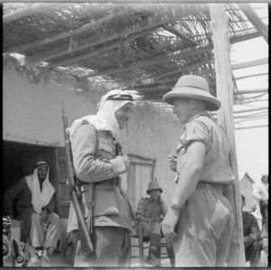 New Zealander meets an arab soldier, Syria, World War II - Photograph taken by M D Elias
