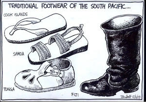 Traditional footwear of the South Pacific... Cook Islands, Samoa, Tonga, Fiji. 15 April 2009