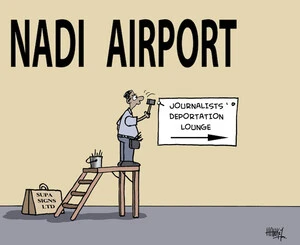 Nadi Airport. 'Journalists' deportation lounge.' 14 April 2009