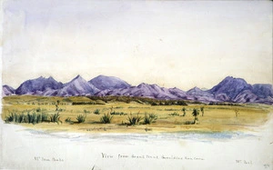 [Brunton, Fanny Wright] b. 1824 :View from grandstand Geraldine racecourse. Mt Four Peaks; Mt Peel. [1877 or 1878]
