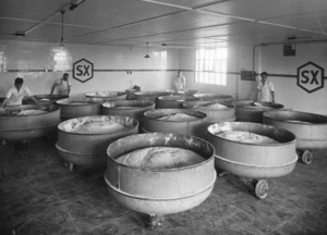 Bread making in a commerical bakery - Photograph taken by Green and Hahn