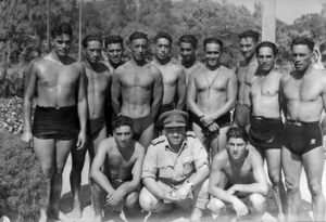 Members of the Maori Battalion at the New Zealand Division swimming champs at Maadi, Egypt, during World War II