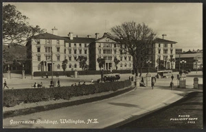 Creator unknown :Photograph of Government Buildings, Wellington, taken by the Publicity Department