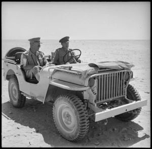 Acting Major General Inglis and his aide Captain Griffiths tour NZ positions, Egypt - Photograph taken by W A Whitlock