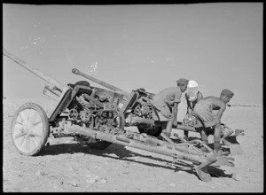 Captured German 50 mm anti tank guns in El Alamein area, Egypt - Photograph taken by H Paton