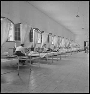 General view of the interior of one of the wards at 3 NZ General Hospital, Beirut, Lebanon - Photograph taken by M D Elias