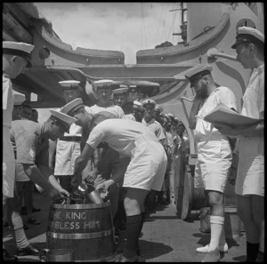 Serving the rum ration on HMS Leander