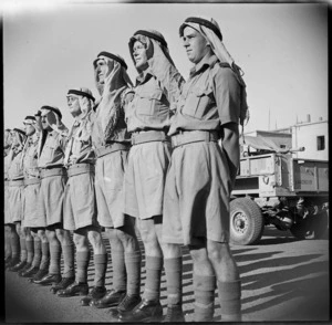 Members of LRDG on parade for General Auchinleck in Cairo