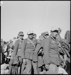 Close up of German prisoners at the surrender of the Axis forces in Tunisia - Photograph taken by M D Elias