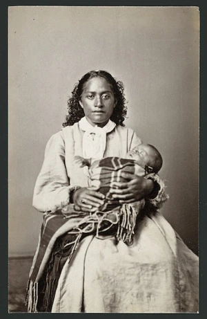 American Photo Company, fl 1870s-1890s :Portrait of unidentified Maori woman and child