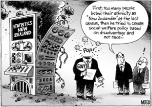 "First, too many people listed their ethnicity as 'New Zealander' at the last census, then he tried to create social welfare policy based on disadvantage and not race..." 30 April 2009