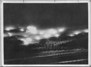 Artillery barrage by night during the fighting in Tunisia