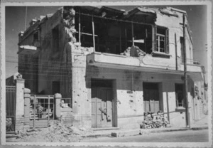 Damaged RAF HQ building on Crete, World War II