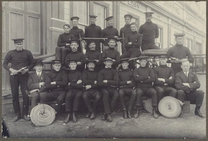 Group photograph of Wairoa Volunteer Fire Brigade, 1914