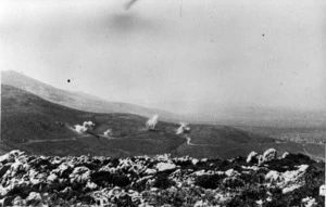 2nd NZEF 4th Field Regiment shells bursting at Kriekouki, Greece
