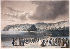 Lauvergne, Barthelemy, 1805-1871 :Plage de Korora-reka (Nouvelle Zelande) / Lauvergne del ; Himely sc. ; de Sainson edit ; Finot imp - [Paris ; A Bertrand, 1835]