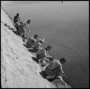 Soldiers washing dixies, Egypt