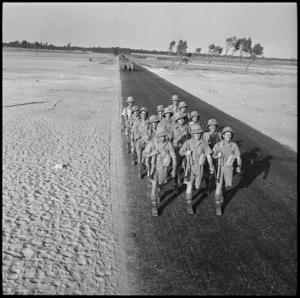 World War II platoon on the march in the Suez Canal area