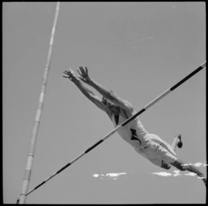Opie, winner of the pole vault, in action at Cairo