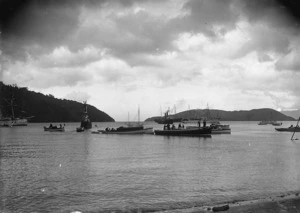 Ship cove, Queen Charlotte Sound, with Governor General coming ashore