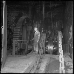 Hauling machinery at the patent slip, Evans Bay, Wellington