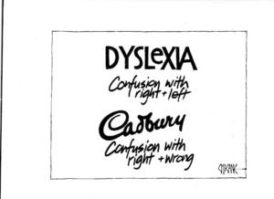 Dyslexia - confusion with right + left. Cadbury - confusion with right + wrong. 11 May 2009