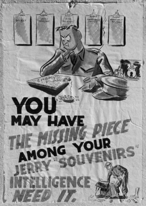 One of a series of security posters drawn by Nevile Lodge in World War II