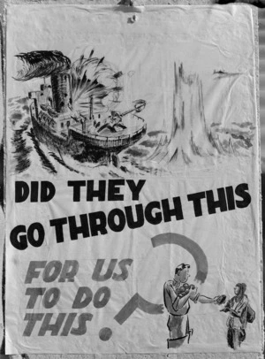 One of the series of security posters drawn by Nevile Lodge in World War II