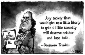 Evans, Malcolm Paul, 1945- :'Any society that would give up a little liberty to gain a little security will deserve neither and lose both - Benjamin Franklin'. 4 March 2012