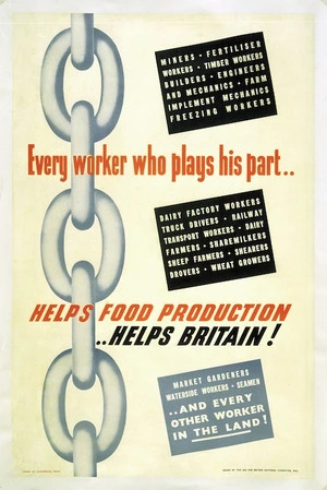 Aid for Britain National Committee :Every worker who plays his part ... helps food production ... helps Britain!" Offset by Commercial Print. Issued by the Aid for Britain National Committee, P.P.7 [1947-1949].