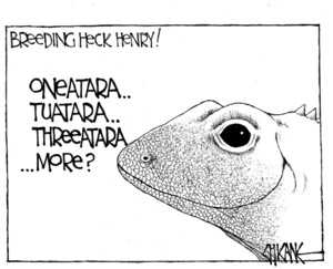 Winter, Mark 1958- :Breeding heck Henry! Oneatara.. tuatara.. threeatara ... more? 16 March 2012