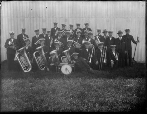 Unidentified members of a brass band, Hastings